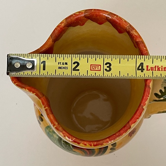ITALIAN Artisan Hand Painted Glazed Clay Small Serving Pitcher Rooster Motif - Picture 8 of 10